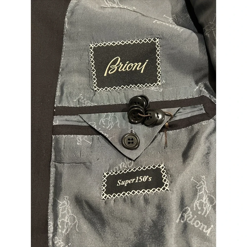 Brioni Super 150s Parlamento Size 48L In Black Brownish Made In Italy READ NOTES